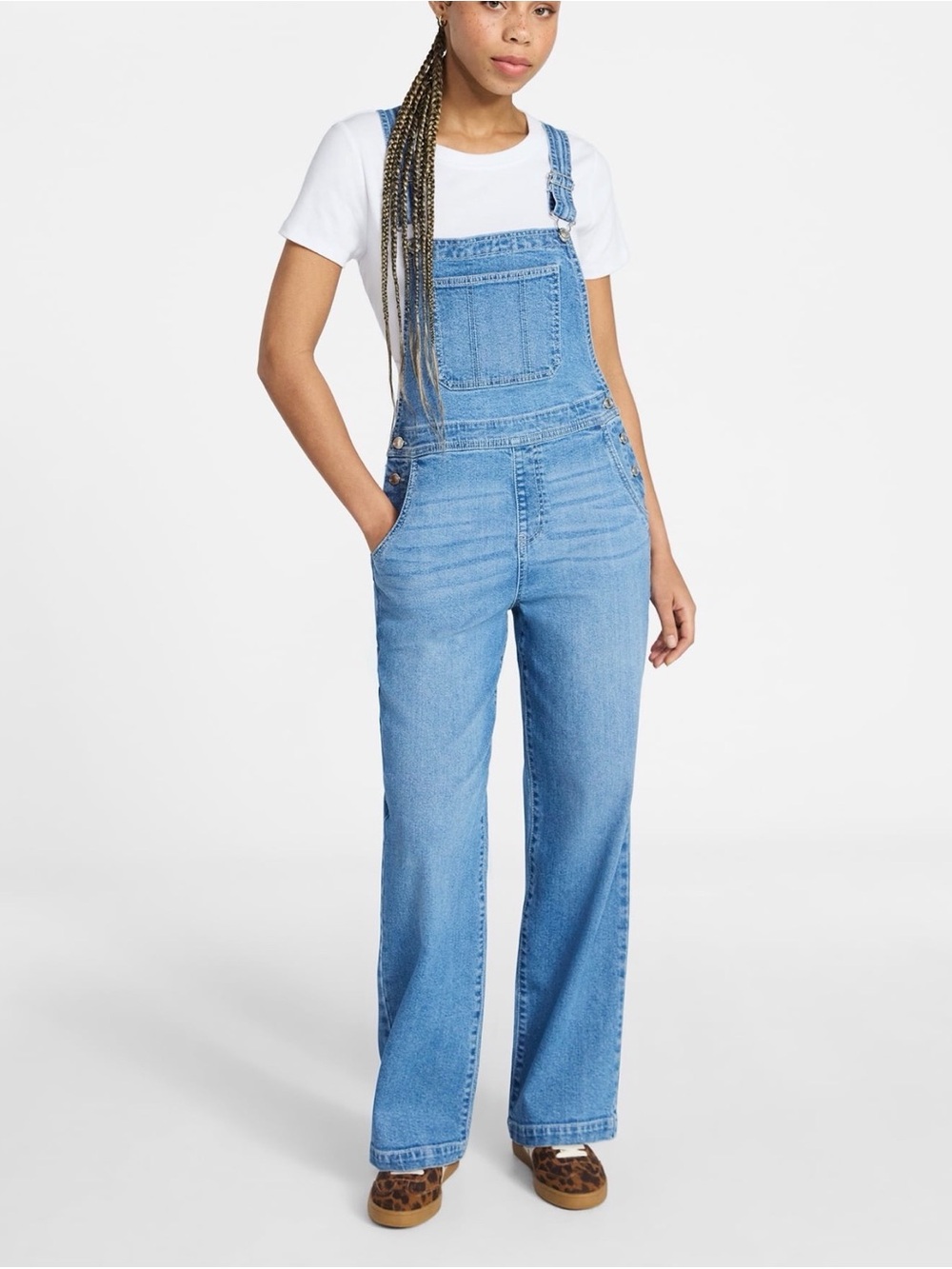 No Boundaries Wide Leg Denim Overalls Medium